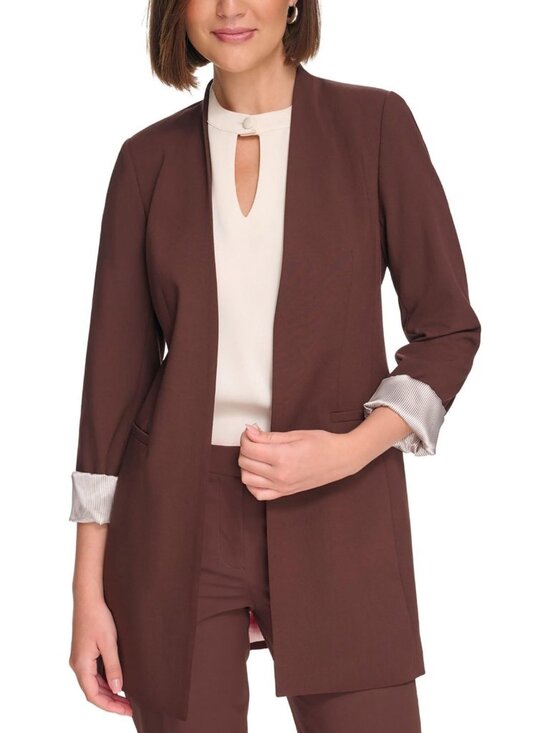 Calvin Klein Jackets & Blazers - Calvin Klein Petite Open-Front 3/4-Rollback-Sleeve Jacket Size 10P Brown $159